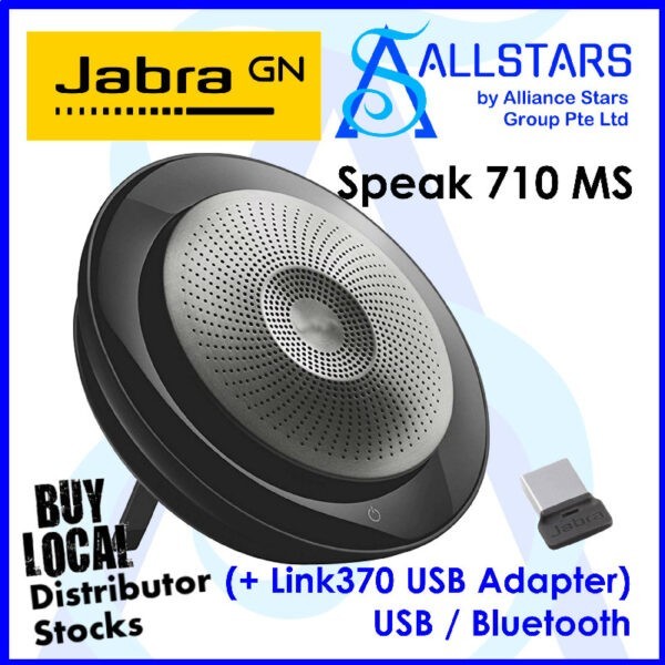 JABRA Speak 710 MS + Link 370 USB Dongle Premium portable speakerphone with amazing sound for conference calls and music (Warranty 2years with Local Distributor)
