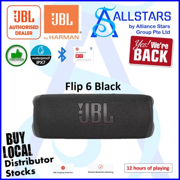 JBL Flip 6 Bluetooth V5.1 Portable Speaker – Black : JBLFLIP6BLK