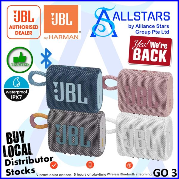 JBL Go 3 Portable Bluetooth Speaker / BT V5.1 – Pink : JBLGO3PINK