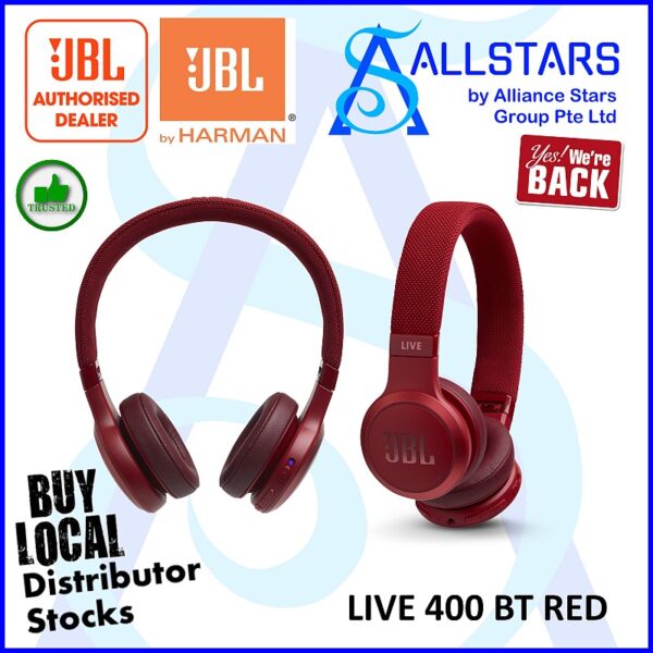 JBL Live 400BT Bluetooth Wireless Headphone / Red : JBLLIVE400BTRED  (Warranty 1year with IMS)