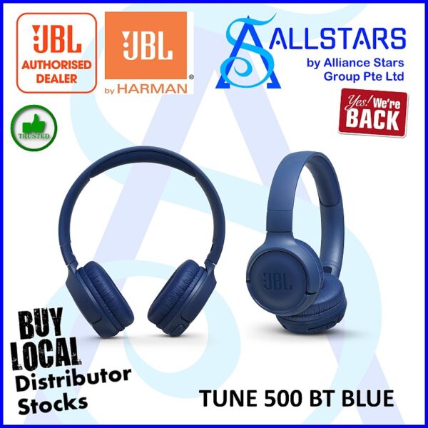 JBL Tune 500BT Bluetooth Headset – Blue : JBLT500BTBLU (Warranty 1year with IMS)