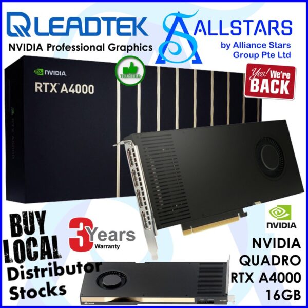 Leadtek NVIDIA Quadro RTX A4000 16GB GDDR6 PCI-Express x16 Graphics Card (Warranty 3years with BanLeong)