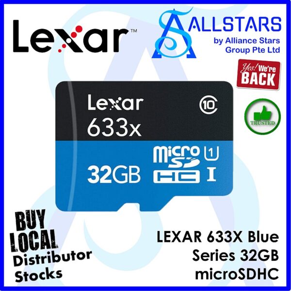 LEXAR 633X Blue Series 32GB microSDHC with SD adapter – LSDMI32GBB633A (Warranty 10years with TechDynamic)