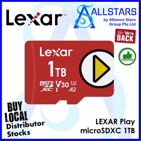LEXAR Play 1TB microSDXC / UHS-I Memory Card (up to reader 150MB/s) – LMSPLAY001T-BNNNG (Warranty 5years with TechDynamic)