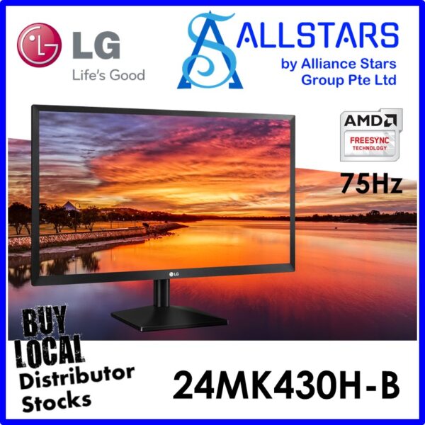 LG 24MK430H-B 24 inch 75Hz IPS Monitor / HDMI / VGA / VESA Mount support : 75x75mm (Local Warranty 3years on-site with LG SG)