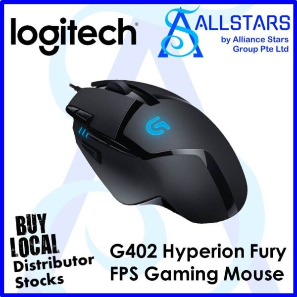 LOGITECH G402 HYPERION FURY GAMING MOUSE – 910-004070 (Warranty 2YRS W/BANLEONG)
