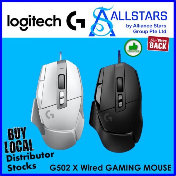 Logitech G502 X Wired Gaming Mouse – White : 910-006148