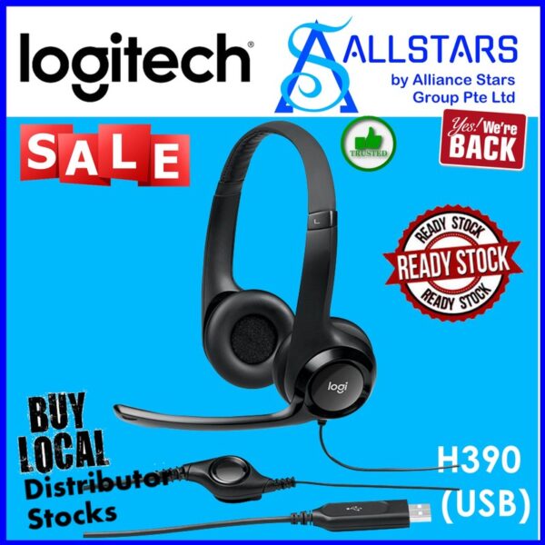 Logitech H390 USB Stereo Headset – Black : 981-000485