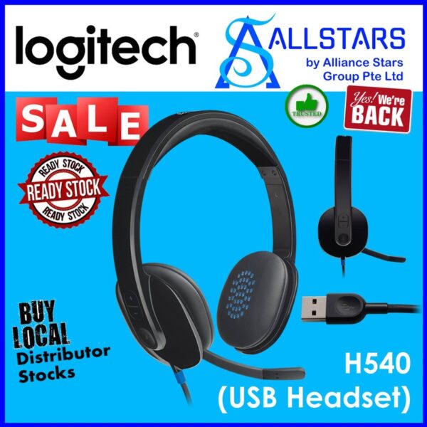 LOGITECH H540 USB STEREO HEADSET – 981-000482 (Warranty 2YRS W/BANLEONG)