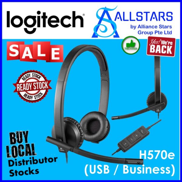 LOGITECH H570E USB STEREO HEADSET – 981-000574 (Warranty 2YRS W/BANLEONG)