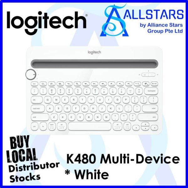 LOGITECH K480 MULTI-DEVICE BLUETOOTH KEYBOARD / White : 920-006381 (Warranty 1YR W/BANLEONG)