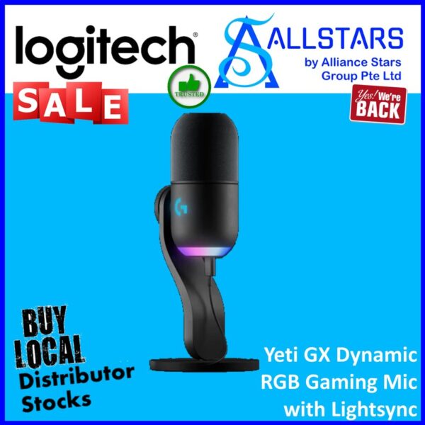 Logitech Yeti GX Dynamic RGB Gaming Mic with LightSync (Blue Voice / Blue Sound / USB Connection) – 988-000571
