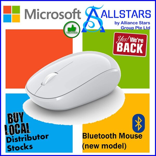 Microsoft Bluetooth Mouse (Glacier / White) – RJN-00065 (Warranty 1year with Microsoft 8001013659)