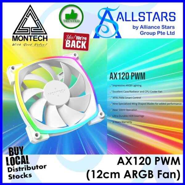 MONTECH AX120 PWM (White) 120mm ARGB Fan