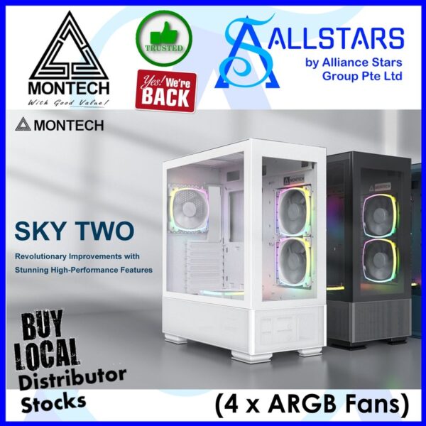 MONTECH Sky Two (Black) ATX Tower Chassis / 4xARGB Fans