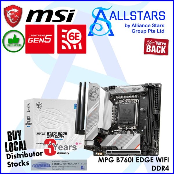 MSI MPG B760i Edge WiFi DDR4 Intel B760 LGA1700 Mainboard