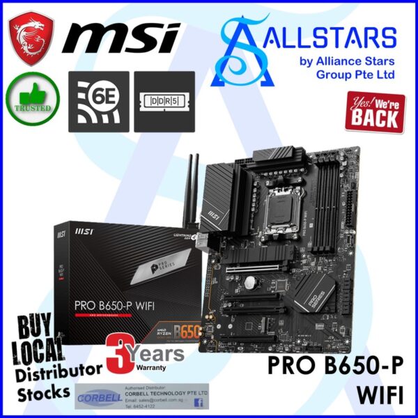 MSI PRO B650-P WIFI AMD AM5 Mainboard – PRO B650-P WIFI