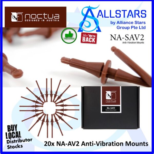 NOCTUA NA-SAV2 Anti-Vibration Mounts (20x NA-AV2) / Compatible with Noctua fans as well as third party fans with open flange frames and standard 4.3mm diameter mounting holes