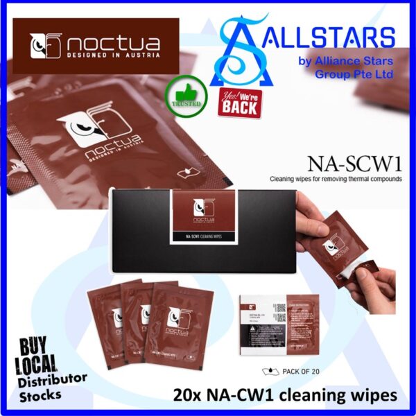 NOCTUA NA-SCW1 Cleaning Wipes for removing thermal compounds (20-piece set of individually packed NA-CW1) each : 15x12cm