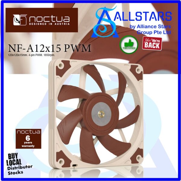 NOCTUA NF-A12x15 PWM 120mm Premium Fan / Thickness : 15mm – NF-A12x15 PWM