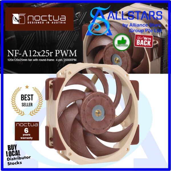 NOCTUA NF-A12x25r PWM 120mm Premium Fan / Round Frame – NF-A12x25r PWM