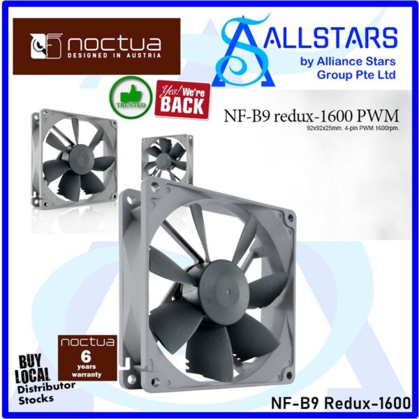 Noctua NF-B9 Redux 1600 PWM 92mm Fan / 92x92x25mm / 4pin PWM – NF-B9 redux-1600 PWM