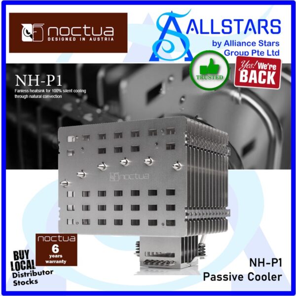 NOCTUA NH-P1 Passive CPU Cooler (AM4/LGA1700) / HxWxD:158x154x152mm – NH-P1