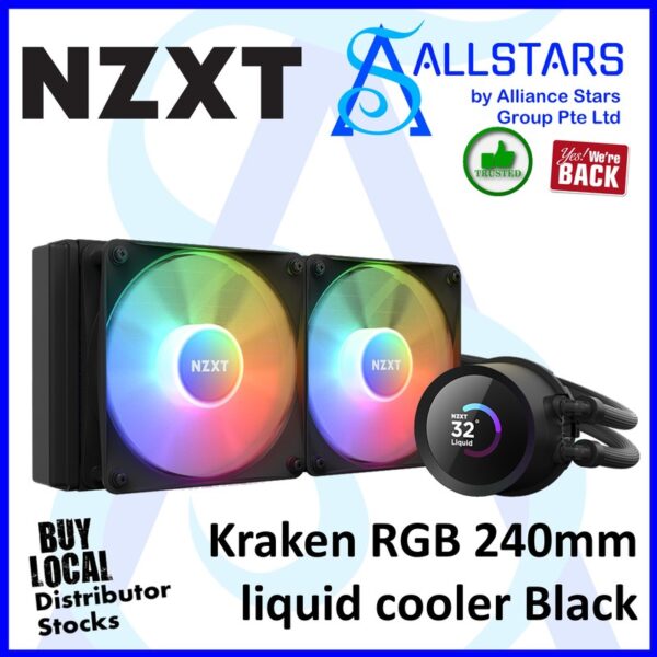 NZXT Kraken 240 RGB (LCD) / 1.54 inch LCD with NZXT CORE RGB – Black : RL-KR240-B1