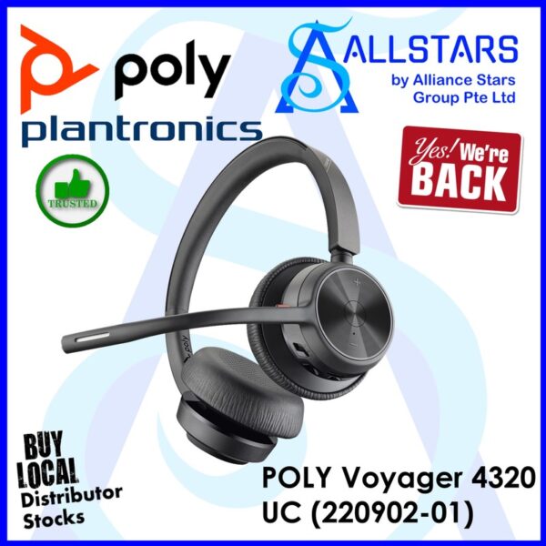 POLY Voyager 4320 UC MS Teams Wireless Headset / Acoustic Fence Technology – 220902-01