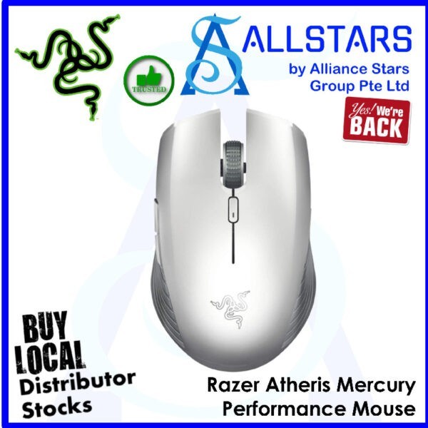 Razer Atheris Mobile Productivity / Performance Mouse (Bluetooth / 2.4GHz USB dongle) – Mercury : RZ01-02170300-R3M2