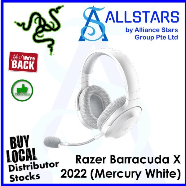 Razer Barracuda X (2022) Mercury White – Wireless Multi-Platform Gaming and Mobile Headset / Bluetooth – Mercury White : RZ04-04430200-R3M1 (Warranty 2years with BanLeong)