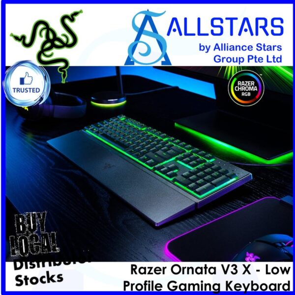 Razer Ornata V3 X Low Profile Gaming Keyboard / Silent Membrane Switches / Ergonomic Wrist Rest – RZ03-04470100-R3M1