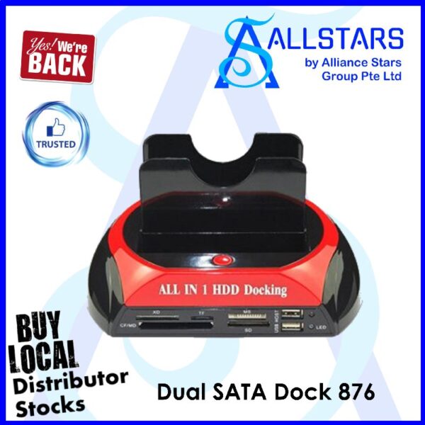 RSS Dual SATA Dock 876 (2.5″ / 3.5″ SATA) – RSS / CS DUAL SATA DK 876 (Local Warranty 6months)