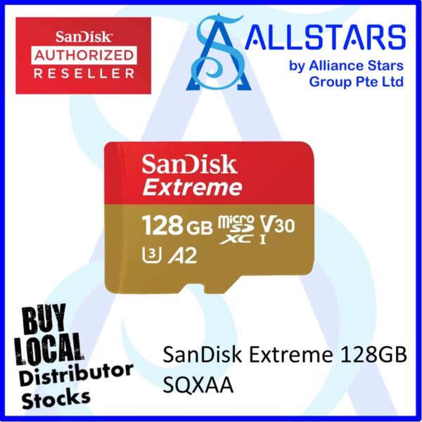 SanDisk Extreme SQXAA 128GB microSDXC UHS-I Memory Card – SDSQXAA-128G-GN6MN
