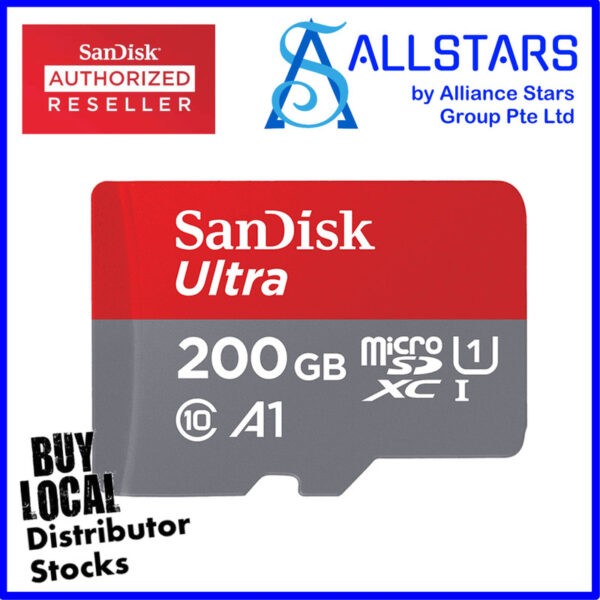 SANDISK 200GB SQUAR ULTRA A1 MICROSDXC MEMORY CARD / SDSQUAR-200G-GN6MN  (Warranty 10YRS W/Distributor)