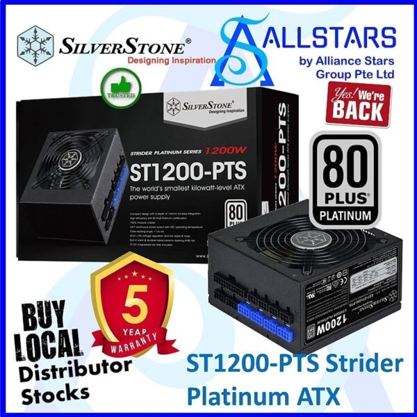 Silverstone Strider Platinum ST1200-PTS – 1200W 80+ Platinum ATX Power Supply (Warranty 5years with Avertek)