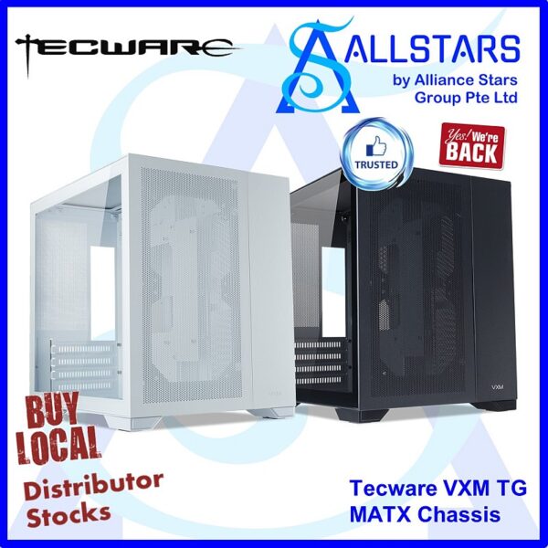 Tecware VXM TG Black MATX Chassis / Case – Black :  TWCA-VXM-TGBK (Warranty 1year on switch only)