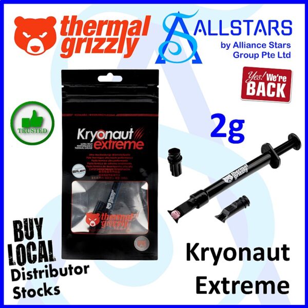 Thermal Grizzly Kryonaut Extreme 2g Thermal Compound / Thermal Conductivity 14.2 W/m2K – TG-KE-002-R