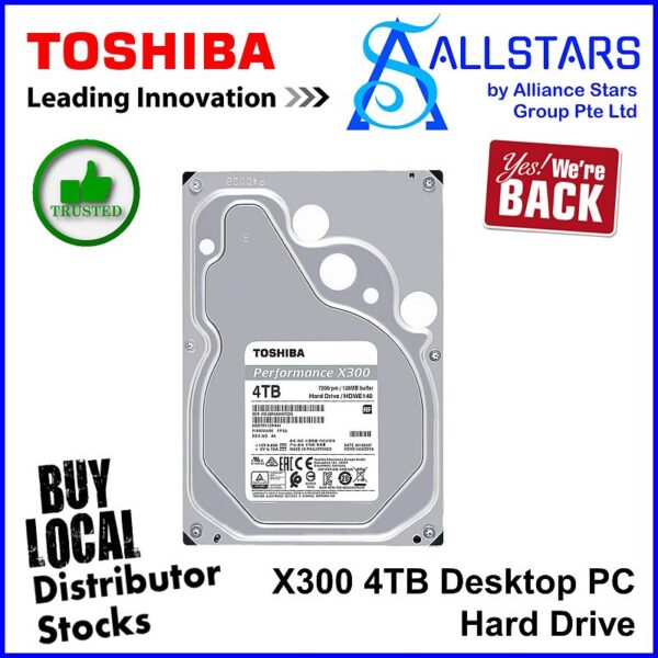 Toshiba X300 Performance 4TB Internal 3.5 inch SATA3 HDD – HDWE140UZSTA (Warranty 2years with Kaira)