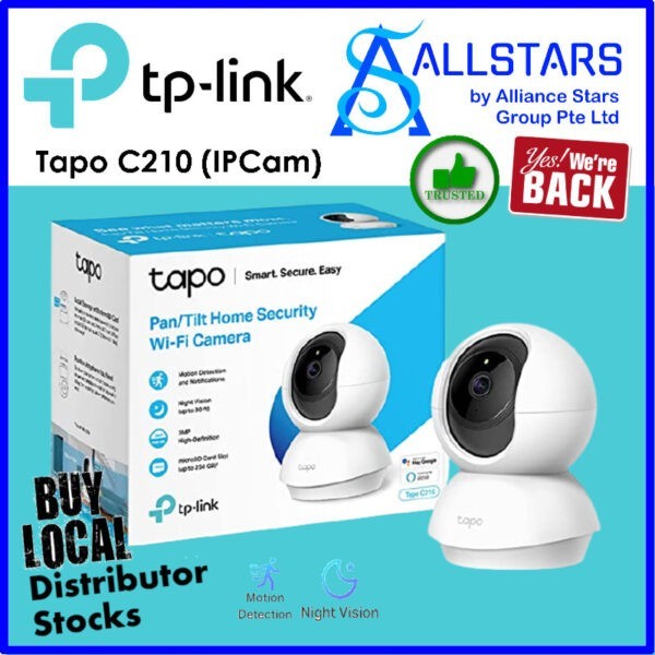TP-Link Tapo C210 Pan/Tilt Home Security Wi-Fi Camera (Warranty 3years with TPLink SG)