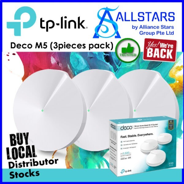 TP-Link Deco M5 (3pieces pack) Whole Home Mesh Wi-Fi System (Local Warranty 3years with TPLink SG)