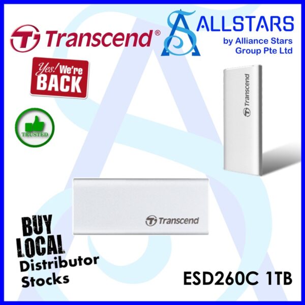 Transcend ESD260C 1TB Portable SSD / USB3.1 Gen 2 Type-C – TS1TESD260C