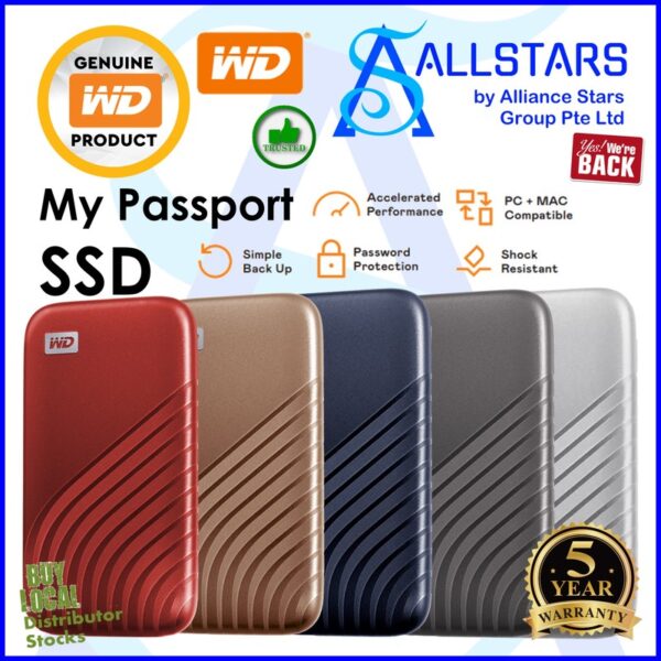 WD My Passport SSD 2TB Portable SSD / Type-C connection with Type-C to A adapter – Red : WDBAGF0020BRD-WESN