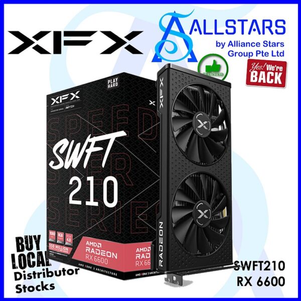 XFX Speedster SWFT 210 Radeon RX 6600 Core 8GB GDDR6 PCI-Express x16 Gaming Graphics Card – RX-66XL8L (Warranty 2years with TechDynamic)