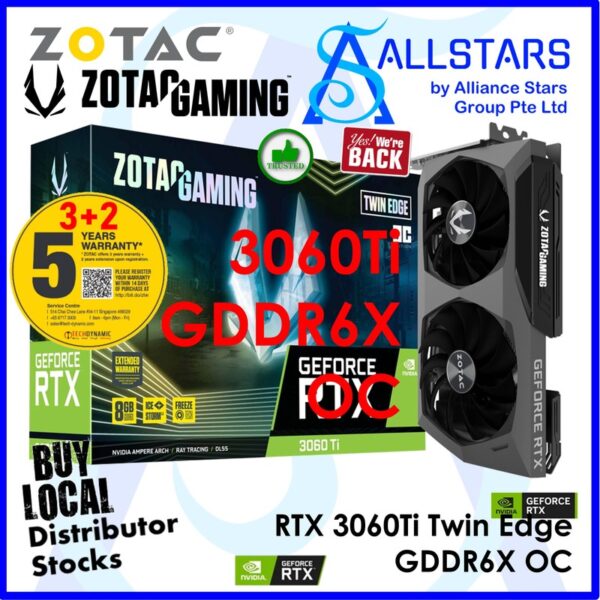 ZOTAC Gaming Geforce RTX 3060 Ti Twin Edge OC 8GB GDDR6X PCI-Express x16 Gaming Graphics Card – ZT-A30620H-10P