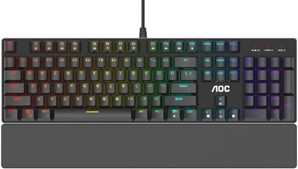 AOC GK500 Mechanical Gaming Keyboard / Outemu Blue / Light FX Sync / Magnetic Wrist Rest (Warranty 2years with AOC Counter Level4 Sim Lim Square)