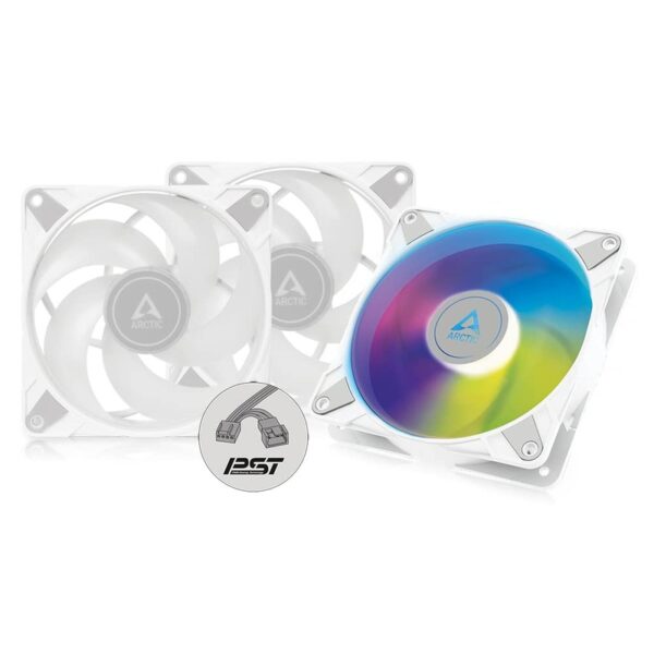 ARCTIC P12 PWM PST A-RGB (White) Value Pack (3pcs Pack) / ARGB Fans / 0-2000rpm, 48.8 CFM, Fluid Dynamic Bearing  – White : ACFAN00258A (Warranty 6years with TechDynamic)