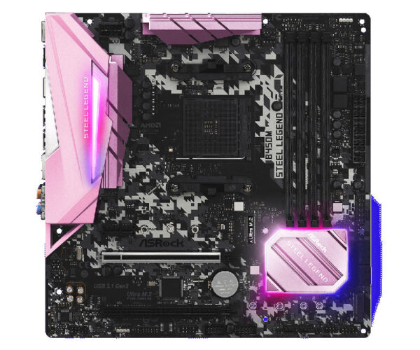 ASRock B450M Steel Legend Pink Asia Limited Edition AMD AM4 Mainboard (Warranty 3years with TechDynamic)