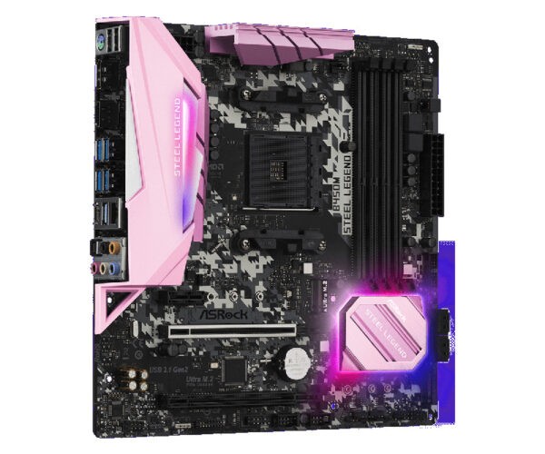ASRock B450M Steel Legend Pink Asia Limited Edition AMD AM4 Mainboard (Warranty 3years with TechDynamic)