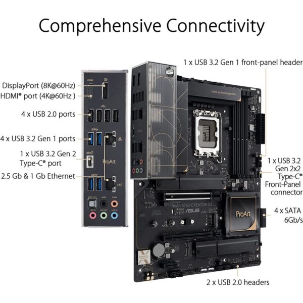 ASUS ProArt B760-Creator D4 Intel B760 LGA1700 Mainboard – PROART B760-CREATOR D4 (Warranty 3years with Avertek)